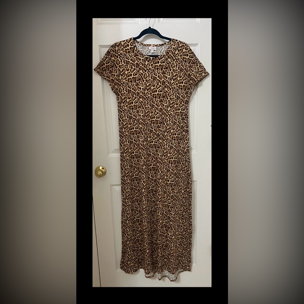 A beautiful long and comfortable Leopard LuLaRoe maxi dress in a size small